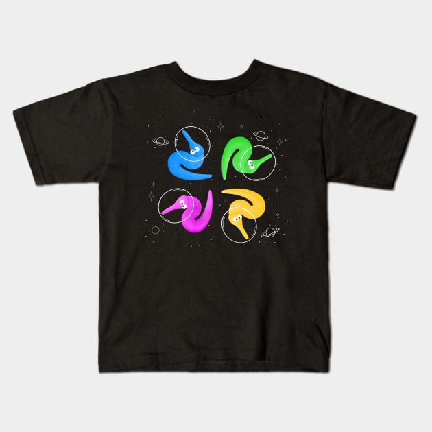 Space Worms on a string Kids T-Shirt by gogo-jr